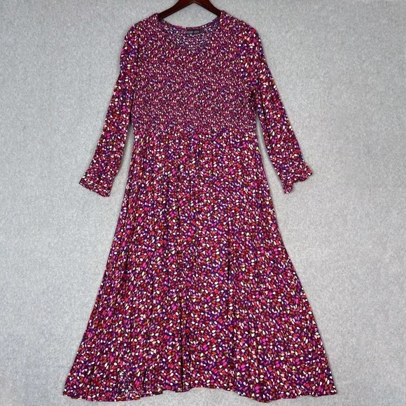 Mister Zimi Size 12 River Birch Dahlia Long Sleeve Smocked Bodice Midi Dress - Picture 1 of 7